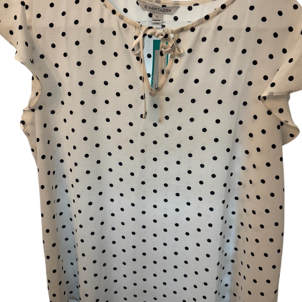 41 Hawthorn Women's Blouse - Cream and Black Polka Dot
